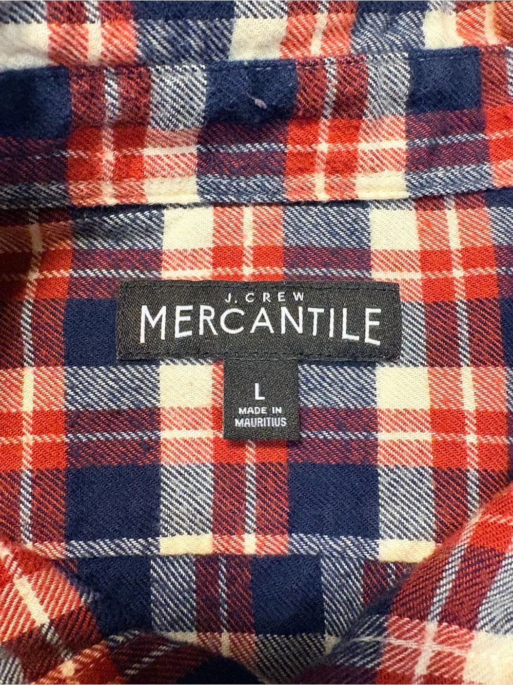 J.Crew Mercantile Red & Blue Plaid Flannel Shirt Size Large Long Sleeve Casual